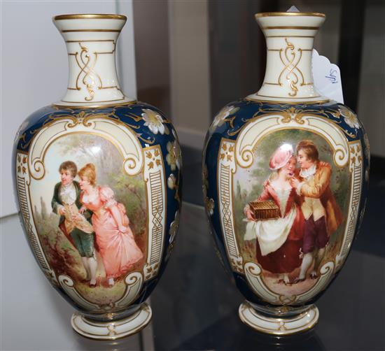 A pair of Berlin ovoid vases, early 20th century, height 20cm